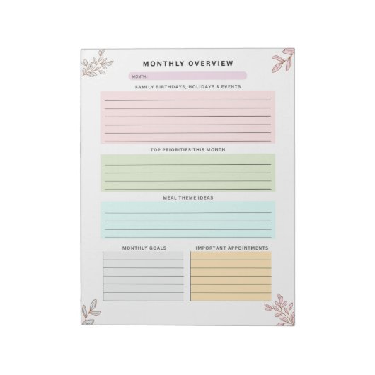 ママプランナー 月間概要 ファミリーオーガナイザー ノートパッド (回転)