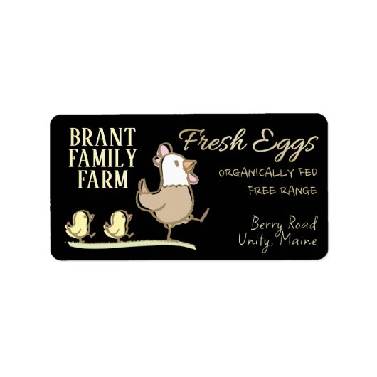 ママヘンとチックス家族の農場の卵カートンラベル ラベル (正面)
