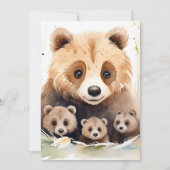 ママベアとカッブトリプレットベビーシャワー 招待状 (正面)