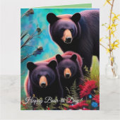 ママベアとカブの誕生日カード カード (黄色い花)