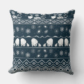 ママベアとベビーベアパターン青 – 緑 クッション (正面)