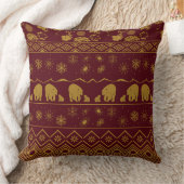 ママベアとベビーベアパターンinバーガンディ クッション (ブランケット)