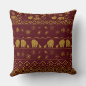 ママベアとベビーベアパターンinバーガンディ クッション (裏面)