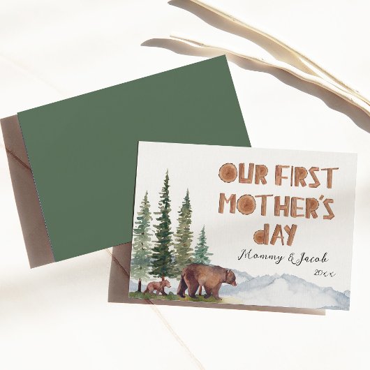 ママベアと彼女の赤ちゃんの母の日 カード