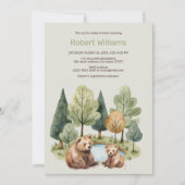 ママベアの冒険が待っています！ベイビーシャワーの招待状 招待状 (正面)