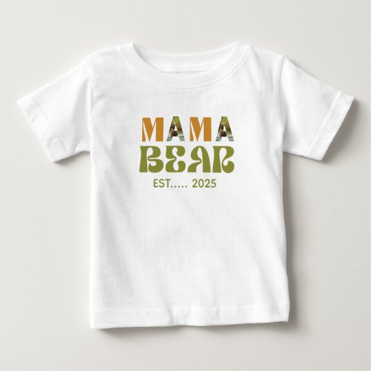 ママベアの温かいイラスト ベビーTシャツ (正面)