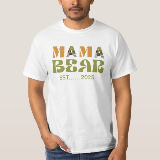 ママベアの温かいイラスト Tシャツ (正面)