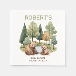 ママベアアドベンチャーは赤ちゃんシャワーの招待状を待っている スタンダードカクテルナプキン