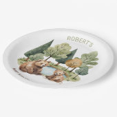 ママベアアドベンチャーは赤ちゃんシャワーの招待状を待っている ペーパープレート (アングル)