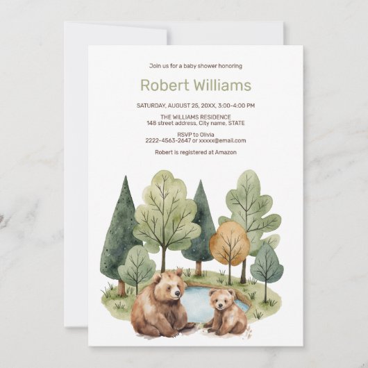 ママベアアドベンチャーは赤ちゃんシャワーの招待状を待っている 招待状 (正面)