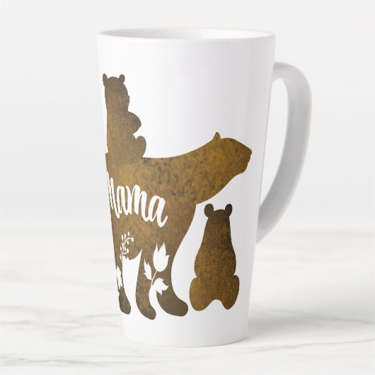 ママベアウィズ3ベビーベアーカブズマ後を追マ カフェラテマグ (右アングル)