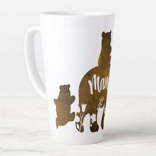 ママベアウィズ3ベビーベアーカブズマ後を追マ カフェラテマグ (左アングル)