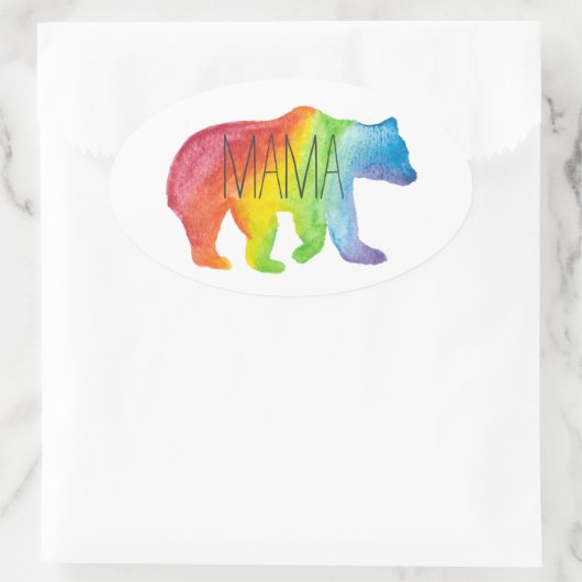 ママベアウォーター色ファミリープライドシール 楕円形シール (バッグ)