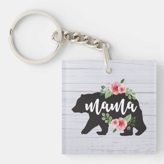 ママベアエレガントフローラ素朴フラワーママ キーホルダー (正面)