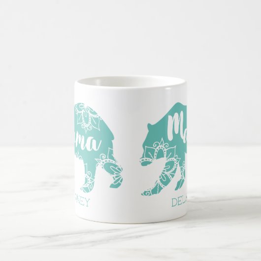 ママベアカントリ素朴ーフローラミンパーソナライズされたト コーヒーマグカップ (中央)