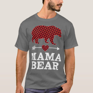 ママベアクリスマスパジャマレッドバッファロープレイドファミル Tシャツ