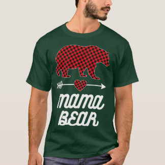 ママベアクリスマスパジャマレッドバッファロープレイドファミル Tシャツ