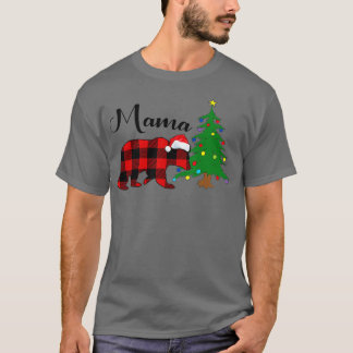 ママベアクリスマスパジャマレッドプリドバッファローファミリー Tシャツ