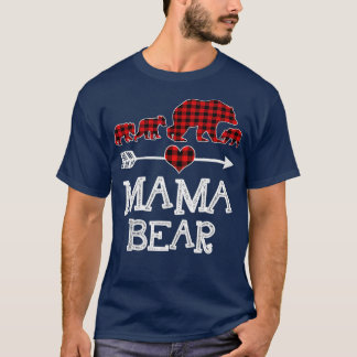 ママベアクリスマスパジャマレッドプリドバッファローファミリー Tシャツ