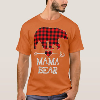ママベアクリスマスパジャマレッドプリドバッファローファミリー Tシャツ