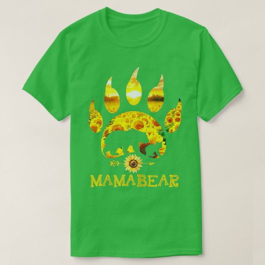 ママベアサンフラワーおもしろいマザーズデイギフト Tシャツ (デザイン正面)