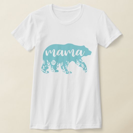 ママベアターコイズ花 Tシャツ (レイダウン)