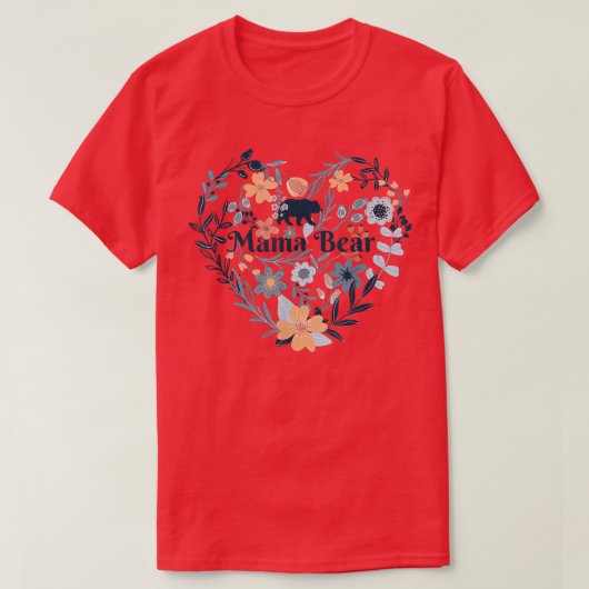 ママベアハート花 Tシャツ (デザイン正面)