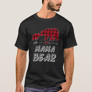 ママベアパジャマレッドバッファロークリスマスおもしろいファミリーChr Tシャツ