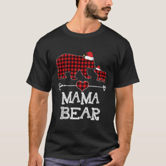 ママベアパジャマレッドプリドバッファローファミリーギフト Tシャツ