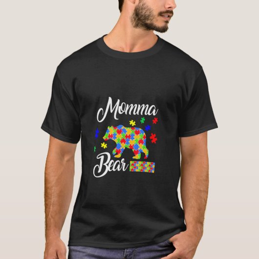 ママベアパズル自閉症啓発 Tシャツ (正面)