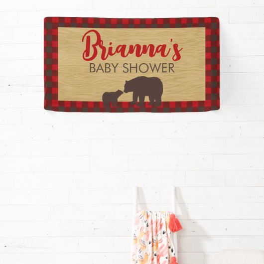 ママベアフランネルベビーシャワーバナー 横断幕 (インサイチュ)