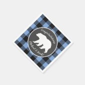 ママベアベビーシャワーウッドランドロッジボーイブルー スタンダードカクテルナプキン (角)