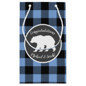 ママベアベビーシャワーウッドランドロッジボーイブルー スモールペーパーバッグ (裏面)