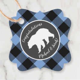 ママベアベビーシャワーウッドランドロッジボーイブルー フェイバータグ