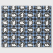 ママベアベビーシャワーウッドランドロッジボーイブルー ラッピングペーパー (フラット)