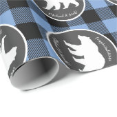 ママベアベビーシャワーウッドランドロッジボーイブルー ラッピングペーパー (ロールコーナー)