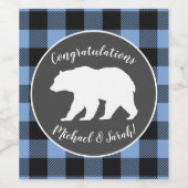 ママベアベビーシャワーウッドランドロッジボーイブルー ワインラベル (シングルラベル)