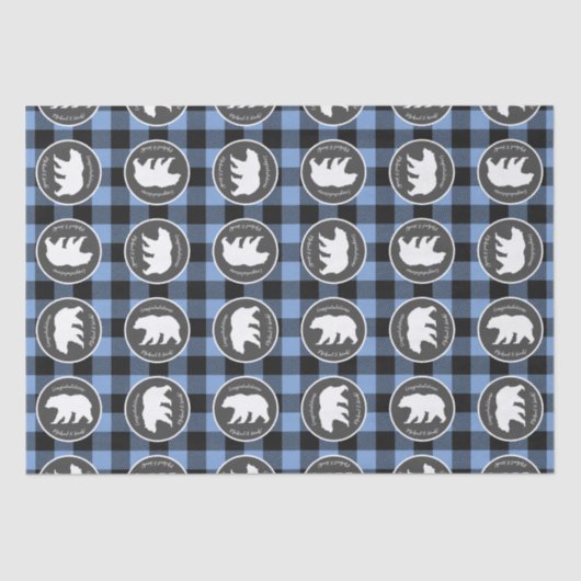 ママベアベビーシャワーウッドランドロッジボーイブルー 薄葉紙 (正面)