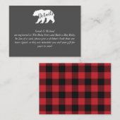 ママベアベビーシャワーウッドランドロッジ エンクロージャーカード (正面/裏面)