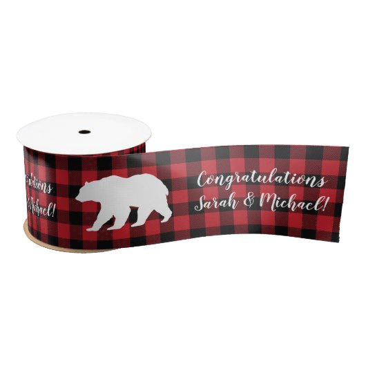 ママベアベビーシャワーウッドランドロッジ サテンリボン (リール)