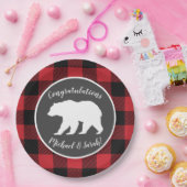 ママベアベビーシャワーウッドランドロッジ ペーパープレート (パーティー)