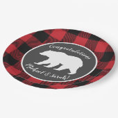 ママベアベビーシャワーウッドランドロッジ ペーパープレート (アングル)