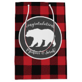 ママベアベビーシャワーウッドランドロッジ ミディアムペーパーバッグ (正面)