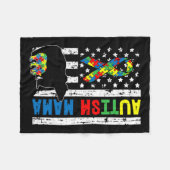 ママベアマッチング家族の自閉症意識ギフトF フリースブランケット (正面(横))