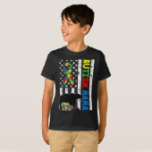 ママベアマッチング家族の自閉症意識ギフトF Tシャツ (正面フル)