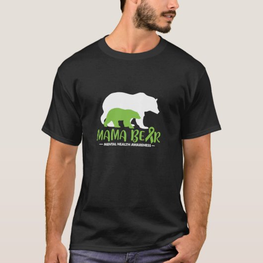 ママベアメンタルヘルス認識度マママママ Tシャツ (正面)