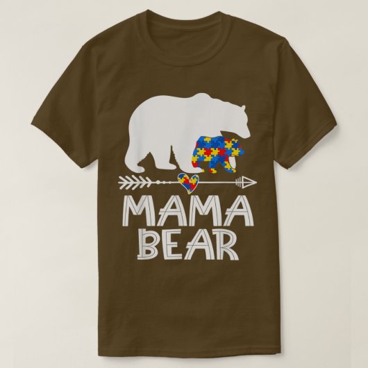 ママベアーオティスママママ認識度パズルピースサポート Tシャツ (デザイン正面)