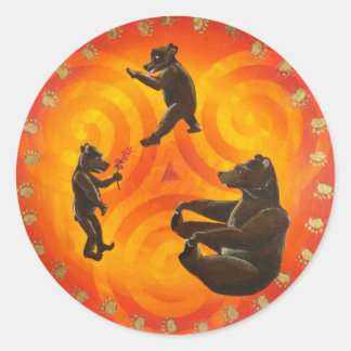 ママベア動物ガイド六角サイン ラウンドシール