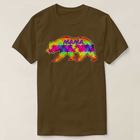 ママベア自閉症パズル Tシャツ (デザイン正面)