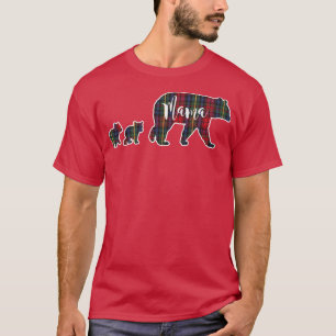 ママベア2つのキューブタータンチェックプレイドブルーグリーン Tシャツ